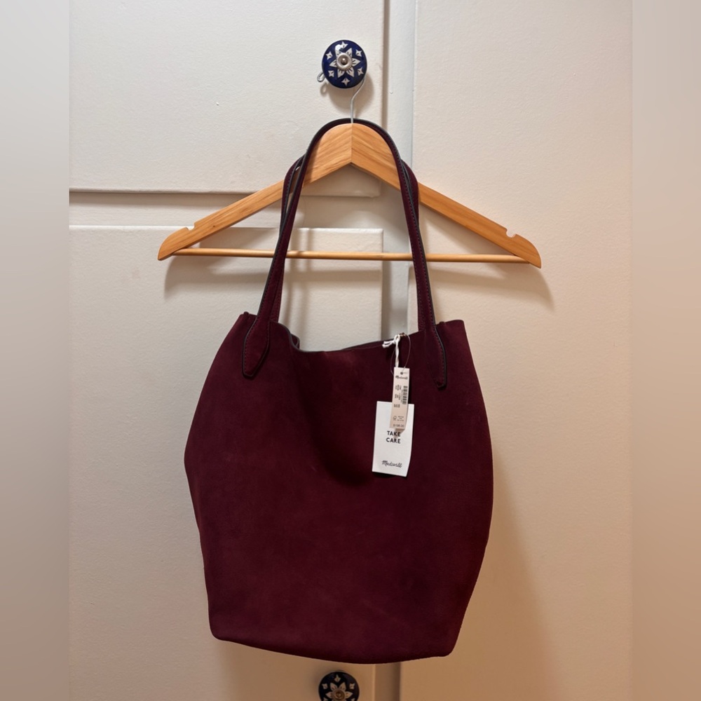 The Shopper Tote - Burgundy Suede Women’s Bag - Picture 5 of 6